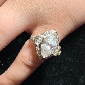 Vintage sterling silver and CZ cocktail ring